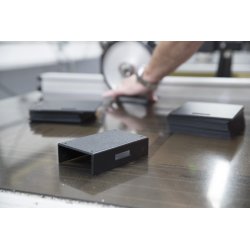 Sawing bend grooves in custom plastic enclosure components